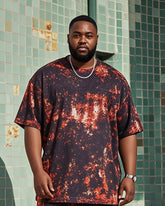 Plus Size Men Vintage Tie-Dye T-Shirt Shorts Suit